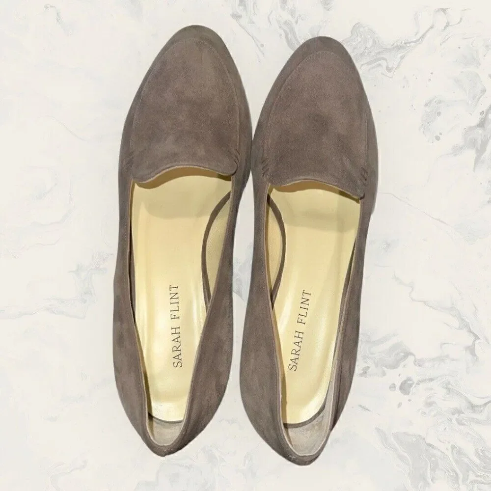 Sarah Flint Rose Taupe Suede Pump Heeled Designer Shoes Women’s Size 5.5